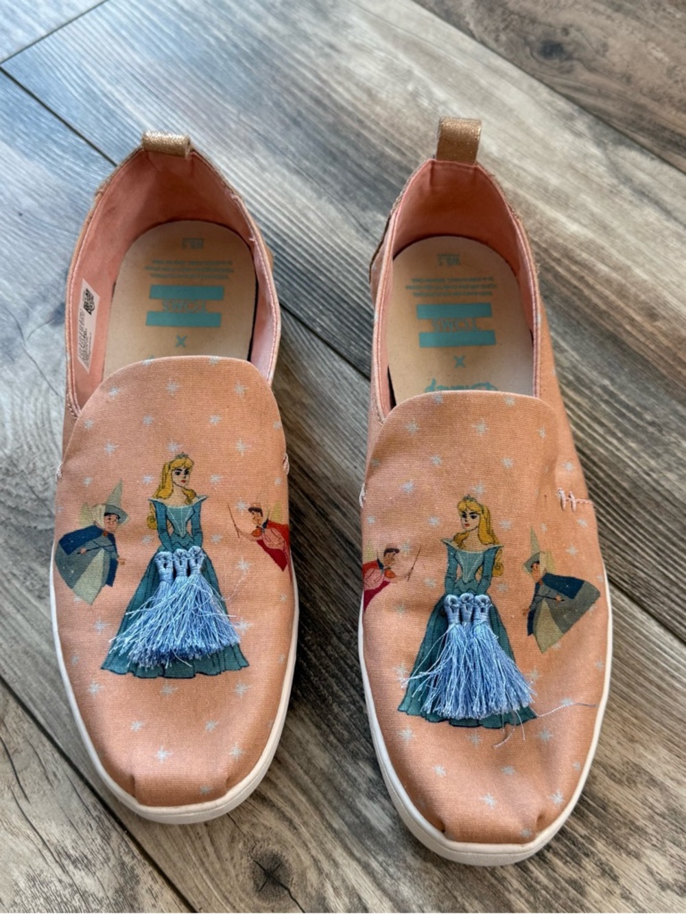 Toms x Disney Sleeping Beauty shoe with Blue Tassel Detail